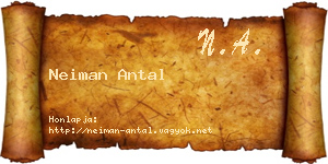 Neiman Antal névjegykártya